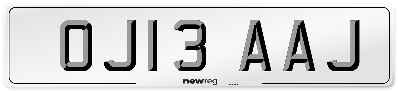 OJ13 AAJ Number Plate from New Reg